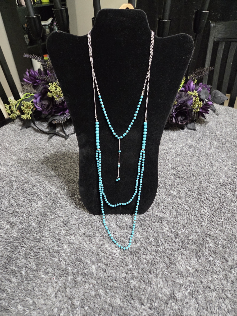 Layered Turquoise Bead Necklace for Women